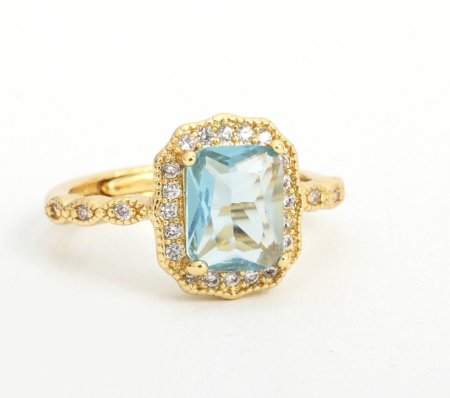 خاتم فضي فاخر حجر معرج ازرق