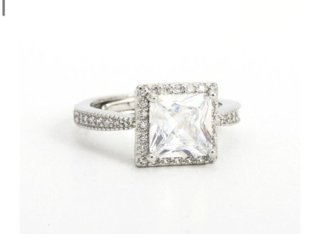 خاتم مربع ابيض زركون فضي