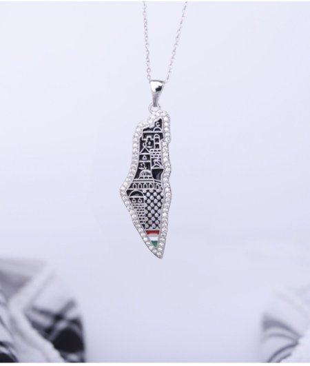 سنسال خارطة فلسطين كوفية فضي