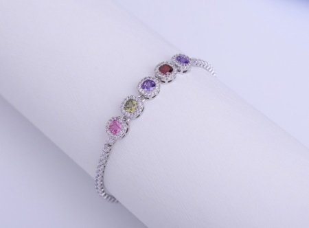 اسوارة تنس زركون كبير ملون فضي