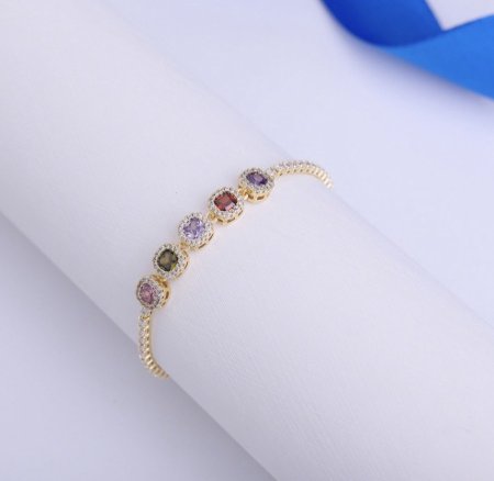 اسوارة تنس زركون كبير ملون ذهبي