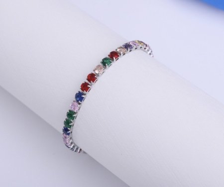 اسوارة تنس زركون ملون فضي